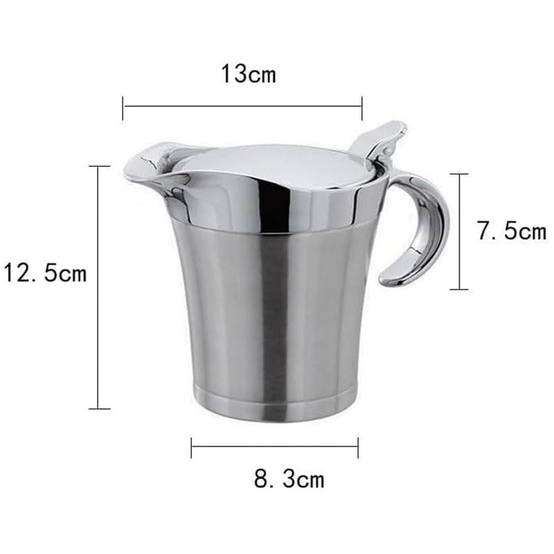 linsheng Gravy boat Stainless Steel Insulated Jug with Hinged Lid Ideal for Gravy or Cream at Thanksgiving, Stainless Steel Gravy Boat Sauce (450ML) (silver) - Image 4